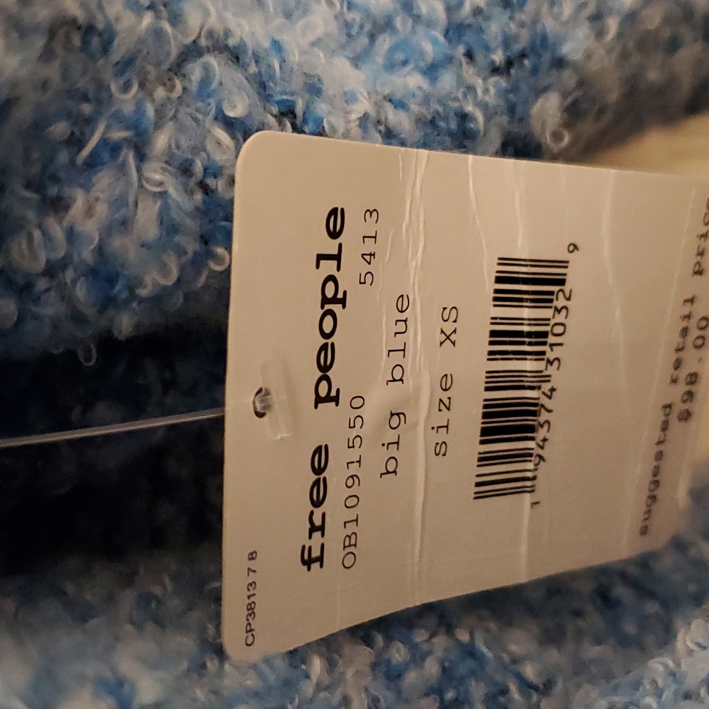 NWT FREE PEOPLE Bff Oversized Open Front Cardigan in Blue - Picture 8 of 8